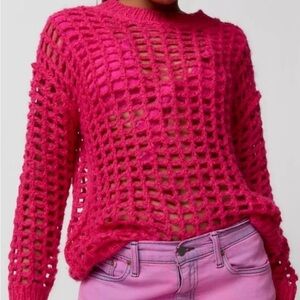 URBAN OUTFITTERS Pink OPEN Knit Sweater size XS